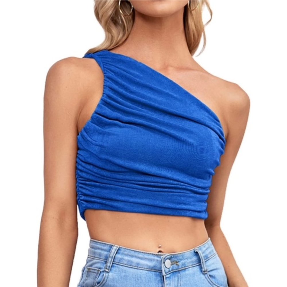 One Shoulder Sparkly Crop Tank NWOT